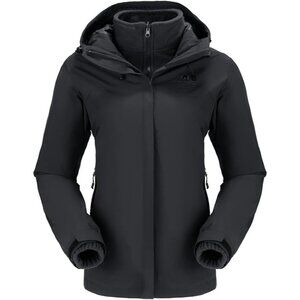 Women's Black-B611 Fleece Inner Snow Ski Jacket Waterproof Winter Warm Coat